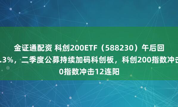 金证通配资 科创200ETF（588230）午后回升涨超0.3%，二季度公募持续加码科创板，科创200指数冲击12连阳